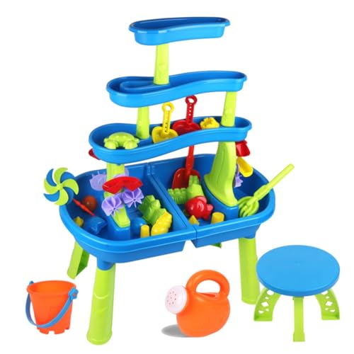 46pcs/Set Kleinkindwasserspiegel, 3 Schichten Wasser und Sandtisch mit Formen, Werkzeugen und Stuhl, interaktiver Eltern-Kind-Entwicklungssensory-Spielzeug für Outdoor Beach 46pcs/Set Kleinkindwasserspiegel, 3 Schichten Wasser und Sandtisch mit Formen, Werkzeugen und Stuhl, interaktiver Eltern-Kind-Entwicklungssensory-Spielzeug für Outdoor Beach von Ssguopte