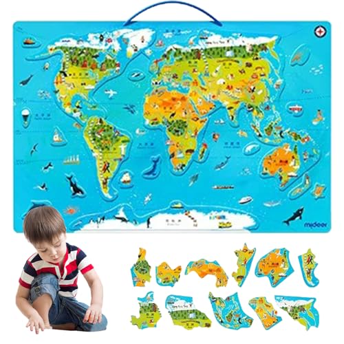 Kinder Rätsel, 48pcs World Map Jigsaw Rätsel Eva Magnetische Vorschule Lernspielzeug für Kinder im Alter von 3+ von Ssguopte