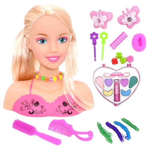 1 Set Doll Head für Haarstyling Kinder mit Accessoires Safe niedliche realistische Styling Puppenkopf & Haarzubehör Spaß tun, um Spielzeug für Kinder Geschenk zu Spielen 1 Set Doll Head für Haarstyling Kinder mit Accessoires Safe niedliche realistische Styling Puppenkopf & Haarzubehör Spaß tun, um Spielzeug für Kinder Geschenk zu Spielen von Ssguopte