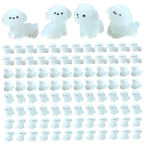 Ssguopte 100pcs Mini Harztiere, Mini -Hundefigur leuchten in den dunklen winzigen Harztieren für Puppenhaus Aquarium Dekor Mikrofee Gartenlandschaft von Ssguopte