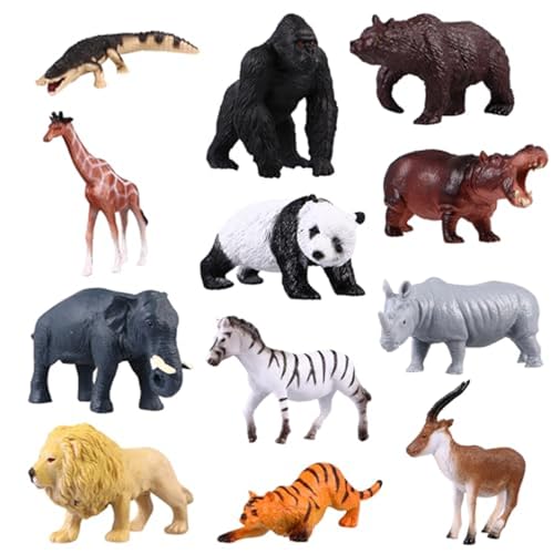 Ssguopte 12pcs Mini -Tiere Figuren, realistische Kunststoff -Wildtierfiguren für Wissenschaftsprojekt und Kuchen -Topper, frühes Bildungsmodell für Kleinkinder Kinder von Ssguopte