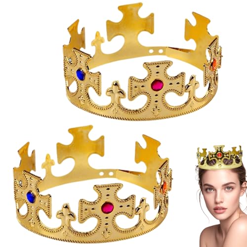 Ssguopte 2 PCS King Crown, goldene Safe Leichtes Plastik Prince Crown Kostümzubehör Halloween Requisite für Kinder Jungen von Ssguopte