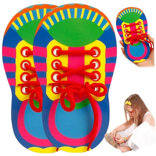 Ssguopte 2PCS -Schuhbindungen für Kinder, frühe Bildungsbindungspraxis, leichte und kompakte Feinmotorik -Spielzeug für Kindergärtnerlernaktivitäten von Ssguopte