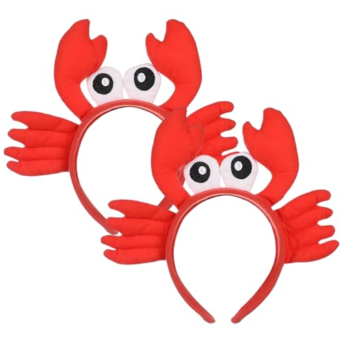 Ssguopte 2pcs Crab Stirnband, 9, 8 x 7, 9 Zoll Plüsch Krabbenhut mit Krallen und Augen, verstellbares Kostüm der Kreatur des Meeres für Karneval Halloween Cosplay Kostümparty von Ssguopte