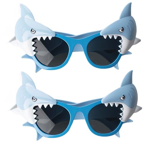 Ssguopte 2pcs lustige Sonnenbrille, süße 3D -Haifischgläser, Plastikparty Sonnenbrille für Erwachsene Kinder Sommer Beach Ozeanpool Thema Hawaiian Foto Requisiten Geschenke von Ssguopte