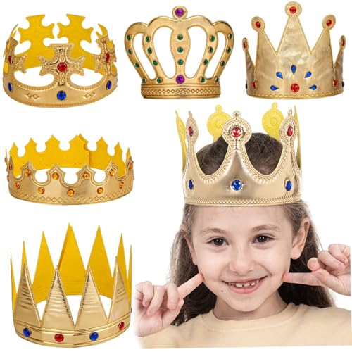 Ssguopte 6PCS -Geburtstagskronen für Kinder, Stoffkronen mit Acryl -Edelsteinen, Exquisite Geburtstagshüte für Cosplay und Partys von Ssguopte