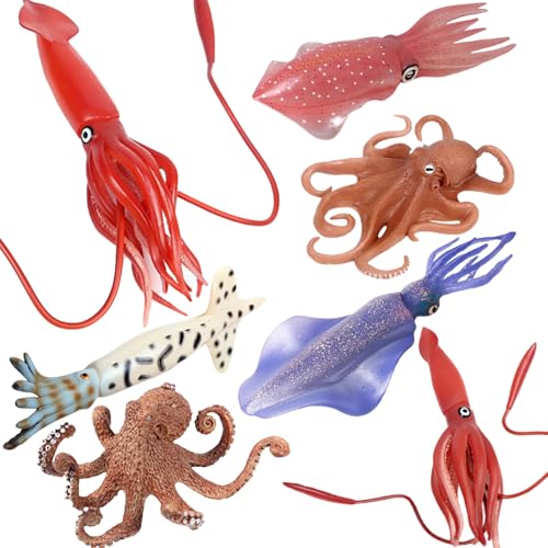 Ssguopte 7pcs Ocean Tierfiguren, realistische plastische marinen Kreaturen sensorisches Spielzeug, Lernen und Bildungsspielzeug für Kinder von Ssguopte