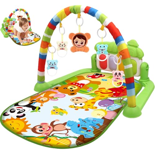 Ssguopte Baby Activity Center mit Musik & leicht sicherer und Abnehmbarer Spaß Babyspielmatte mit Anhänger für Neugeborene und Kleinkinder, Keine Batterie, grün von Ssguopte