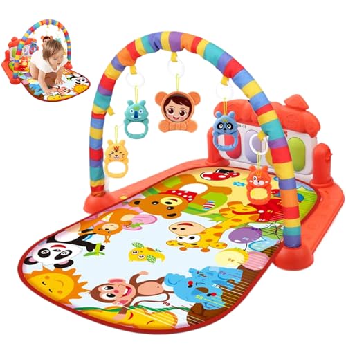 Ssguopte Baby Activity Center mit Musik und leicht sicherer und Abnehmbarer lustiger Babyspielmatte mit Anhänger für Neugeborene Kleinkinder, Keine Batterie, rot von Ssguopte