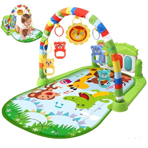 Ssguopte Baby Activity Center mit Musik und leichtem sicherem und abnehmbarem lustigen Babyspielmatte mit einem Rassel -Anhänger einstellbaren Brett für Neugeborene Kleinkinder, Keine Batterie, Grün von Ssguopte