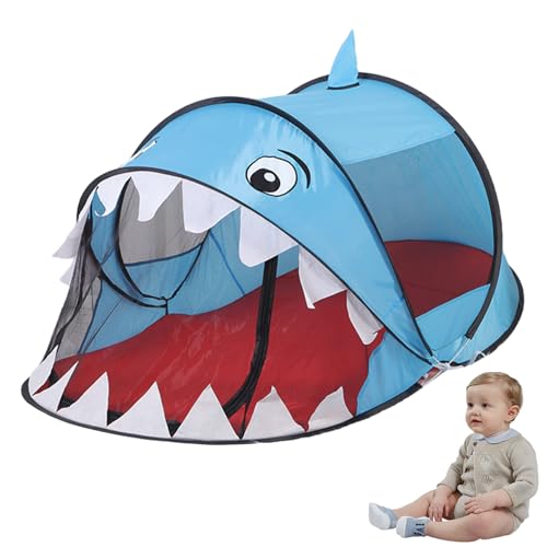 Ssguopte Dinosaurierzelt, Pop-up-Lüftung Kinder Spielen Zelt mit Aufbewahrungstasche Polyester Tuff Indoor Kids Playhouse mit Drahtrahmen für Mädchen Jungen Geschenk, Blau von Ssguopte