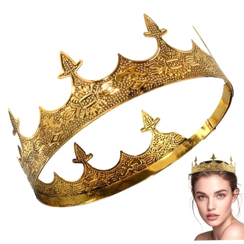 Ssguopte King Crown, Vintage Gold Metal Crown, einstellbare Tiara für Frauen und Männer Geburtstagsfeier Cosplay Kostümzubehör von Ssguopte