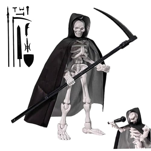 Ssguopte Skeleton Actionfigur, 5.1 Multi-Gelengungen bewegliches Skelettspielzeug mit Umhang und Waffen, Plastik T13 Actionfigur für Sammler Desktop-Dekorationen Ssguopte Skeleton Actionfigur, 5.1 Multi-Gelengungen bewegliches Skelettspielzeug mit Umhang und Waffen, Plastik T13 Actionfigur für Sammler Desktop-Dekorationen von Ssguopte