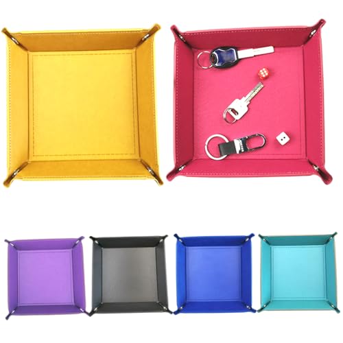 Ssguopte Würfel Rolling Tablett, 6pcs PU Leder Klappschrei, tragbarer 6 Farben Quadratisch Tischspielhalter von Ssguopte