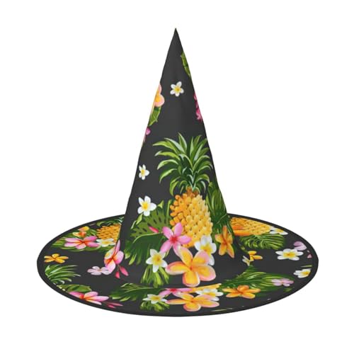 StOlmx Tropische Ananas-Hexenhut für Damen, breite Krempe, faltbare Kappe für Halloween, Party, Kostüm, Zubehör, 1 Stück von StOlmx