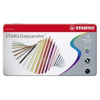 STABILO 1612-5 Aquarell-Buntstift - STABILO aquacolor - 12er Metalletui - mit 12 verschiedenen Farben von Stabilo