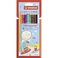 STABILO 1612-6 Aquarell-Buntstift - STABILO aquacolor -12er Pack - mit 12 verschiedenen Farben von Stabilo