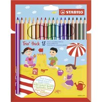 STABILO 203/18-01 Dreikant-Buntstift - STABILO Trio dick - 18er Pack - mit 18 verschiedenen Farben von Stabilo