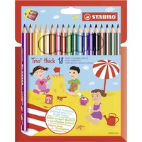 STABILO 203/2-18 Dreikant-Buntstift - STABILO Trio dick - 18er Pack - mit 18 verschiedenen Farben und Spitzer von Stabilo