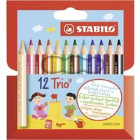 STABILO 205/12-01 Dreikant-Buntstift - STABILO Trio dick kurz - 12er Pack - mit 12 verschiedenen Farben von Stabilo