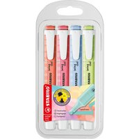 STABILO 275/4-08-1 Textmarker - STABILO swing cool Pastel - 4er Pack - Prise von Limette, Kirschblütenrosa, Wolkenblau, Korallrot von Stabilo