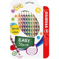 STABILO 331/12-1 Ergonomischer Buntstift für Linkshänder - STABILO EASYcolors - 12er Pack mit Spitzer von Stabilo