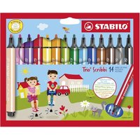 STABILO 368/14-01 Gefederter Dreikant-Filzstift - STABILO Trio Scribbi - 14er Pack - mit 14 verschiedenen Farben von Stabilo
