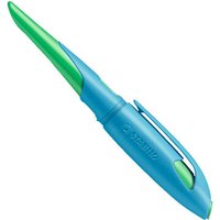 STABILO 5013/2-41 Ergonomischer Schulfüller für Linkshänder mit Anfänger-Feder A - STABILO EASYbirdy in himmelblau/grasgrün - Einzelstift - inklusive Patrone - Schreibfarbe blau (löschbar) von Stabilo