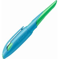 STABILO 5014/2-41 Ergonomischer Schulfüller für Rechtshänder mit Anfänger-Feder A - STABILO EASYbirdy in himmelblau/grasgrün - Einzelstift - inklusive Patrone - Schreibfarbe blau (löschbar) von Stabilo