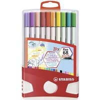 STABILO 568/20-0211 Premium-Filzstift mit Pinselspitze für variable Strichstärken - STABILO Pen 68 brush Colorparade - 20er Tischset - mit 19 verschiedenen Farben von Stabilo