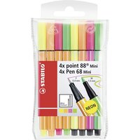 STABILO 68868/08-1 Fineliner & Filzstifte - STABILO point 88 Mini & Pen 68 Mini - 8er Pack - Neonfarben von Stabilo