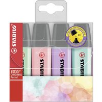 STABILO 70/4-2 Textmarker - STABILO BOSS ORIGINAL Pastel - 4er Pack - Hauch von Minzgrün, rosiges Rouge, Schimmer von Lila, zartes Türkis von Stabilo