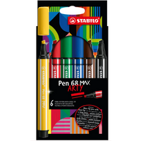 STABILO 768/06-21 Premium-Filzstift mit dicker Keilspitze Pen 68 MAX - 6er Set von Stabilo