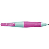 STABILO 7881/5-HB Ergonomischer Druck-Bleistift für Linkshänder - STABILO EASYergo 1.4 in türkis/neonpink - Einzelstift - inklusive 3 dünner Minen - Härtegrad HB von Stabilo