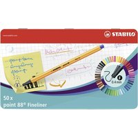 STABILO 8850-6 Fineliner - STABILO point 88 - 50er Metalletui - mit 47 verschiedenen Farben - 2x blau, rot, schwarz von Stabilo