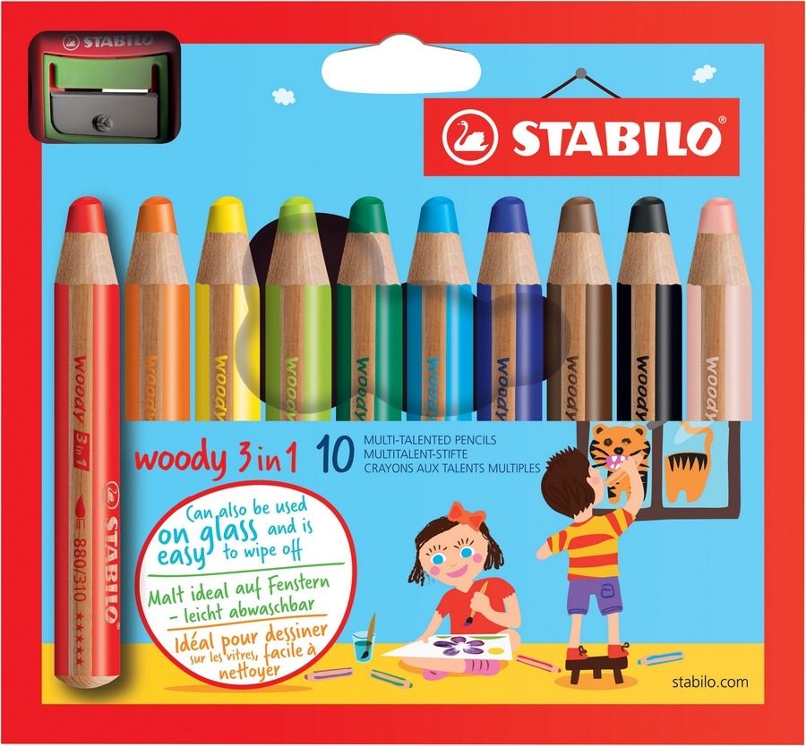 STABILO Aquarellfarbstift WOODY 10er Etui - Spitzer inklusive von Stabilo