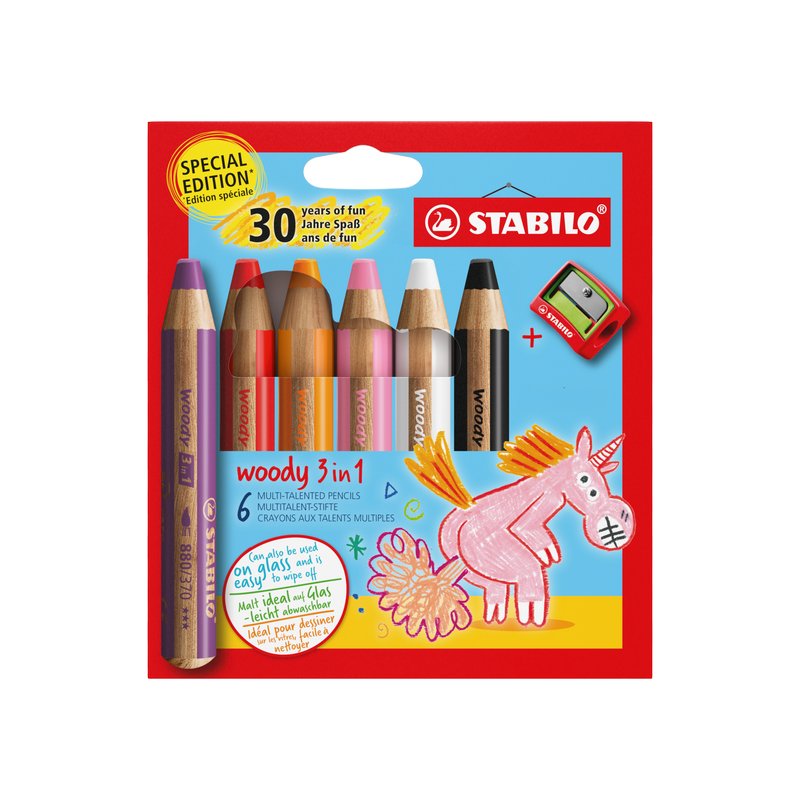 STABILO Aquarellfarbstift WOODY 3 in 1 Einhorn im 6er Etui inklusive Spitzer - 30 Jahre Geburtstagsedition STABILO Aquarellfarbstift WOODY 3 in 1 Einhorn im 6er Etui inklusive Spitzer - 30 Jahre Geburtstagsedition von Stabilo