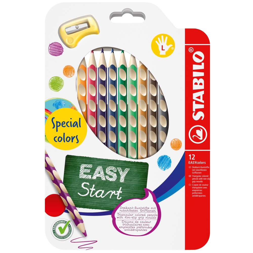 STABILO Dreikant-Buntstifte EASYcolors im 12er Kartonetui für Linkshänder von Stabilo