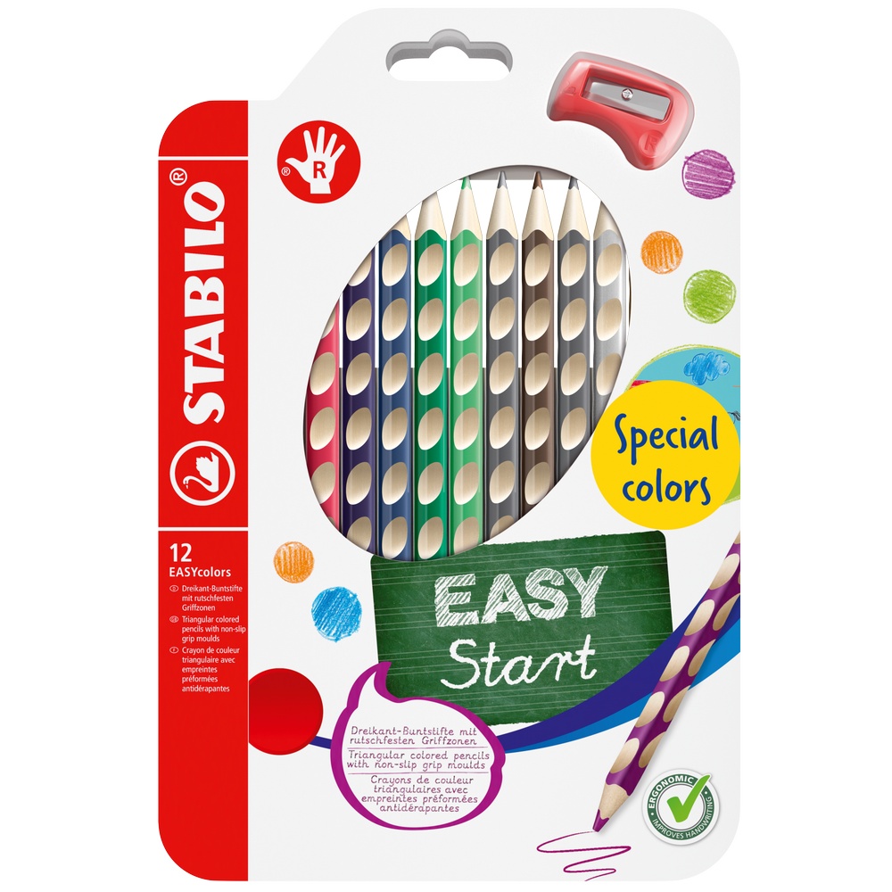 STABILO Dreikant-Buntstifte EASYcolors im 12er Kartonetui für Rechtshänder von Stabilo