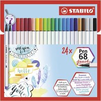 STABILO EO568/24-211 Premium-Filzstift mit Pinselspitze für variable Strichstärken - STABILO Pen 68 brush - 24er Pack - mit 19 verschiedenen Farben von Stabilo