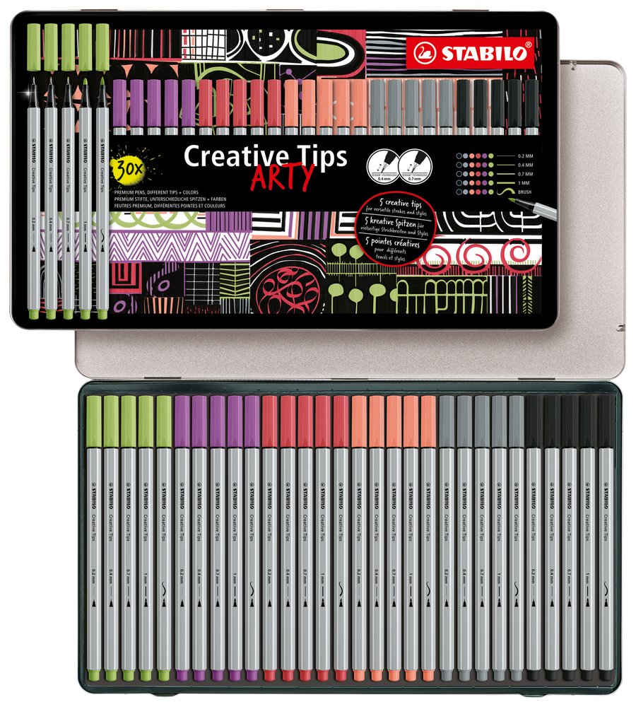 STABILO Multi-Liner ARTY Creative Tips im 30er Metalletui - Pastell Farben von Stabilo