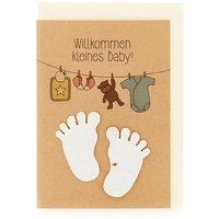 Saatpapier-Grußkarte "Willkommen kleines Baby" mit Saatsteckern und Umschlag von Stadtgärtner