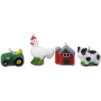 Tortenkerzen Bauernhof-Tiere im 4er-Set, ca. 4cm, Traktor, Kuh,Huhn... von Städter GmbH