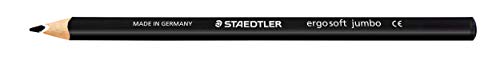 STAEDTLER 158-9 ergo soft jumbo Farbstift, jumbo-Format, ergonomische Dreikantform, rutschfeste Soft-Oberfläche, 12 Stück im Kartonetui, schwarz von Staedtler