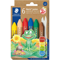 STAEDTLER 224 C6 Wachsmalkreide Noris junior Etui mit 6 Wachsmalkreiden in sortierten Farben von Staedtler