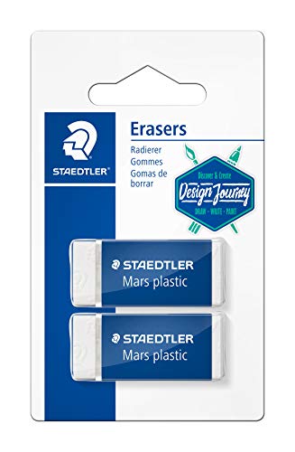 STAEDTLER 52653BK2-C Radierer Mars plastic mini (Premium-Qualität Made in Germany, phtalat- und latexfrei, Blisterkarte mit 2 Radiergummis) von Staedtler