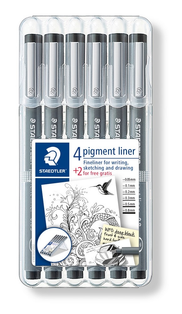 STAEDTLER Fineliner Set 308 Pigment Schwarz von Staedtler