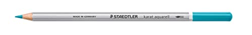 STAEDTLER aquarell Buntstifte karat aquarell, türkis, wasservermalbare, weiche und farbintensive Mine, für unterschiedliche Trocken- und Nasstechniken, 6 Aquarellstifte im Kartonetui, 125-35 von Staedtler