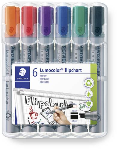 Staedtler 356 B WP6 Flipchartmarker Lumocolor® flipchart marker 356 B 2 - 5mm Schwarz, Blau, Rot, G von Staedtler