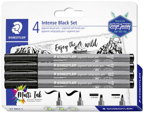 Staedtler Fasermaler Intense Black 37 BK4-1 Schwarz 1 mm, 2mm 4St. von Staedtler